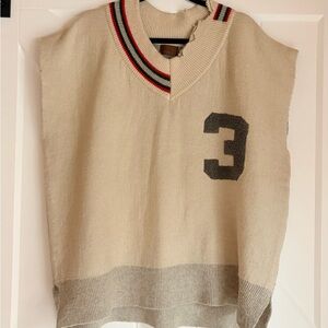Oversized Distressed Varsity Sweater Vest  Collegiate Preppy Academia L POL